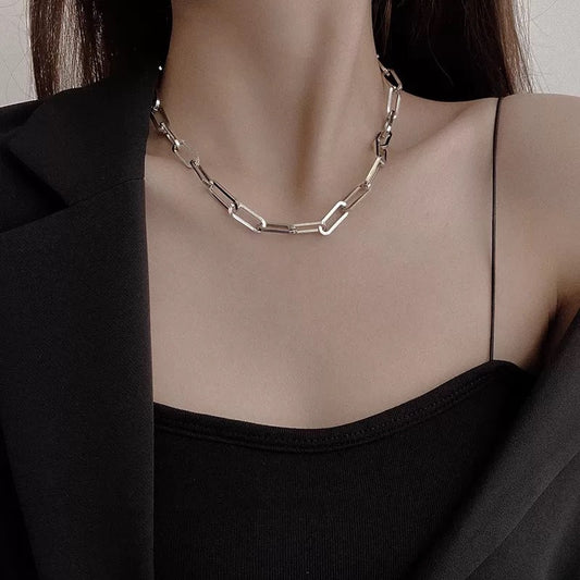 Minimalist Elegant Hollow Out Cross Titanium Steel Cable Chain Necklace for Unisex