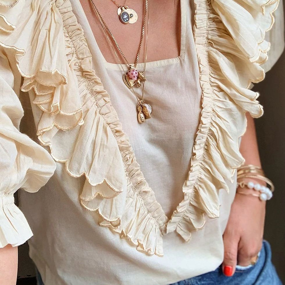 Vintage Luxury 18K Gold Plated Drip Oil Brass Pendant Stainless Steel Charm Bar for Women