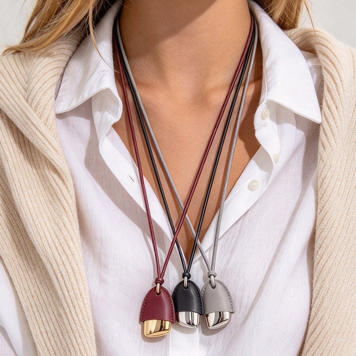Minimalist Geometric Square Zinc Alloy Pendant Iron Plated Long Necklace for Women