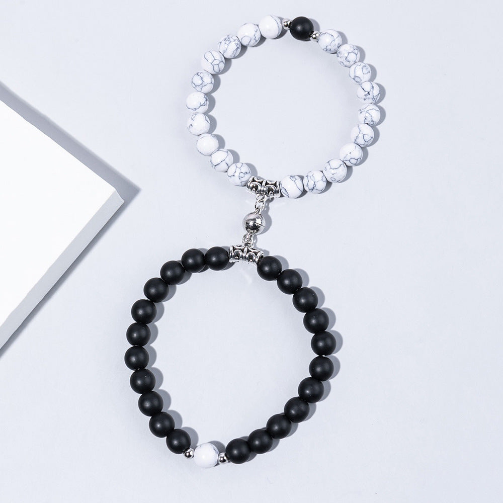 Minimalist Heart Agate Plated Bracelet Set for Unisex