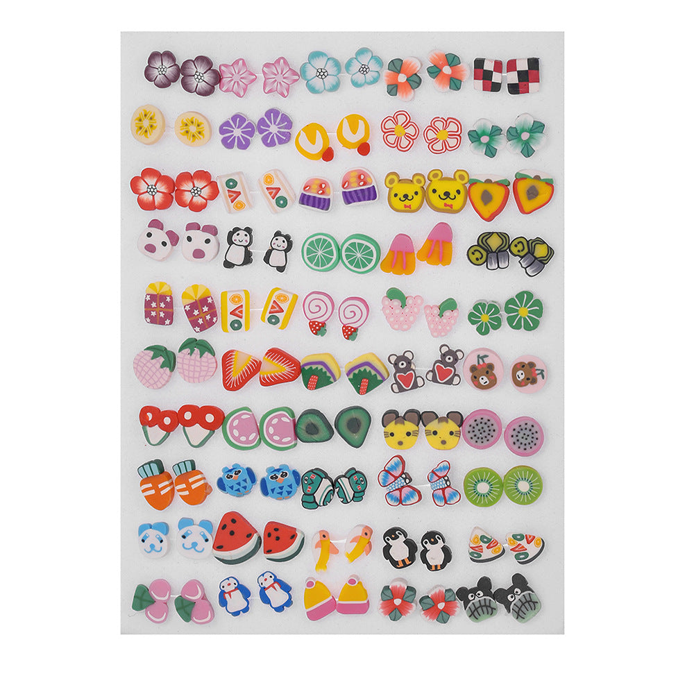 Cute Cartoon Geometric Round Resin Drip Oil Stud Earrings for Women