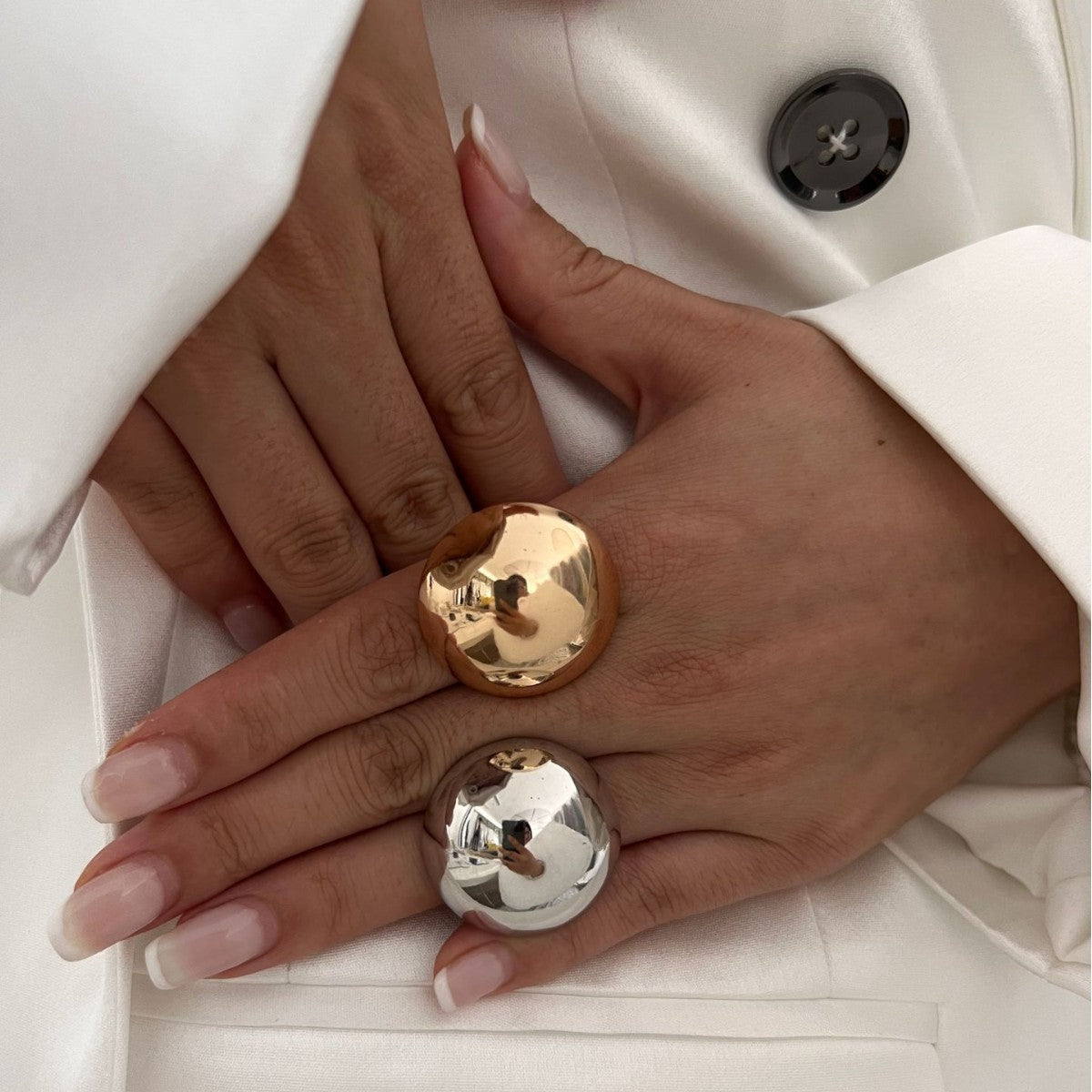 Minimalist Geometric Plated Alloy Ring for Women