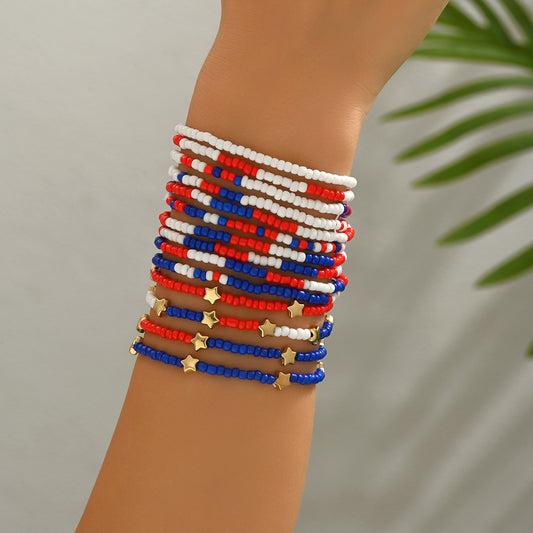 Set di braccialetti casual unisex in vetro con perline e ciondoli a stella e cuore