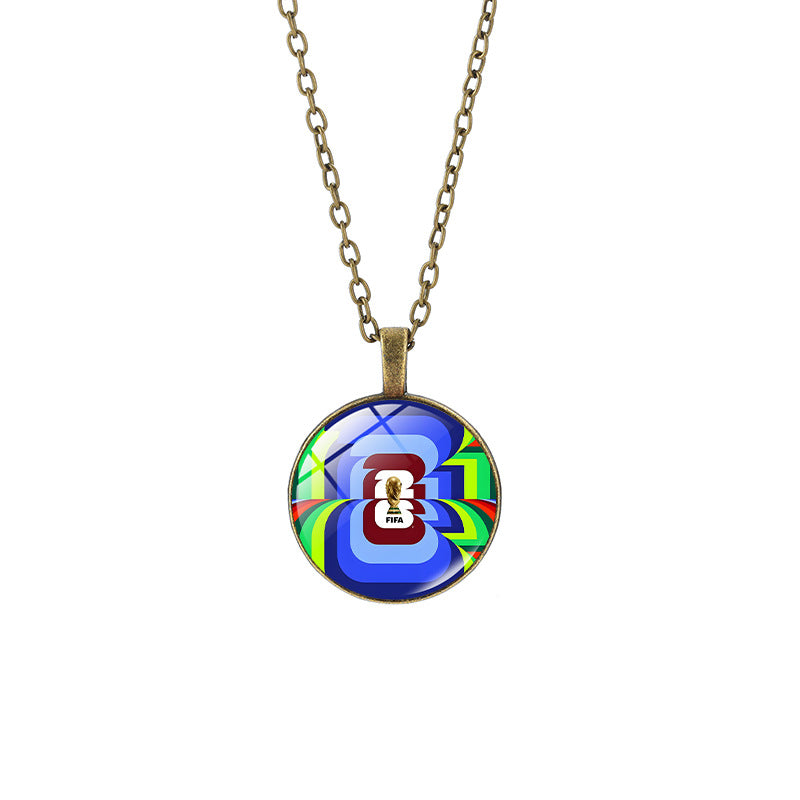 Vintage Sporty Geometric Alloy Pendant Necklace with Crystal Charm for Unisex