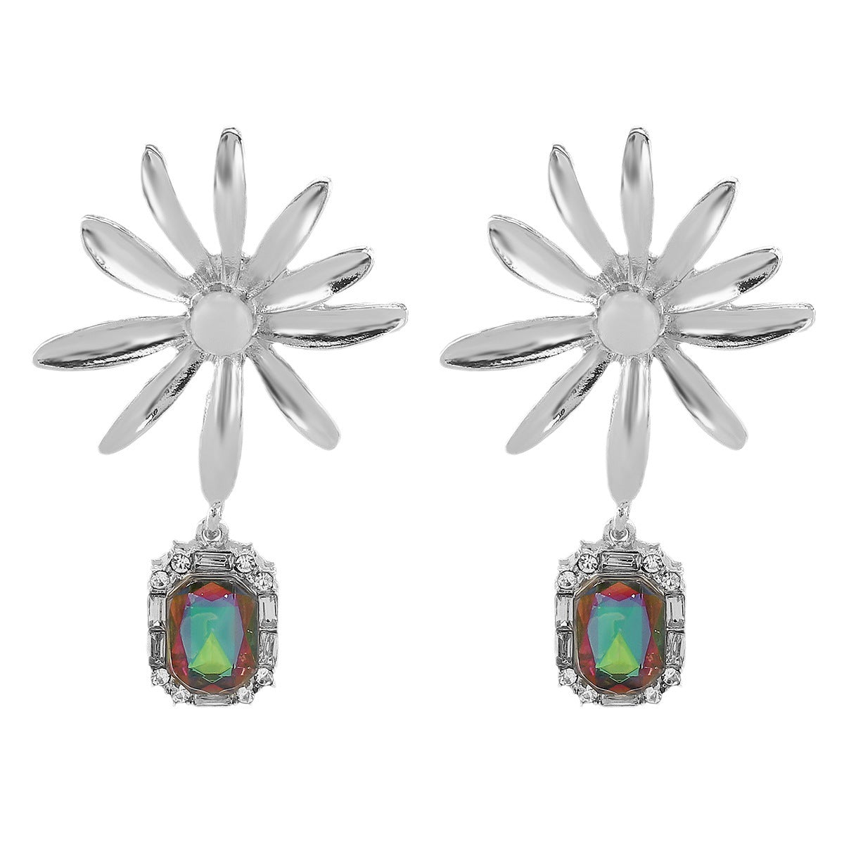 Orecchini pendenti da donna con girasole in lega floreale vintage barocca con strass
