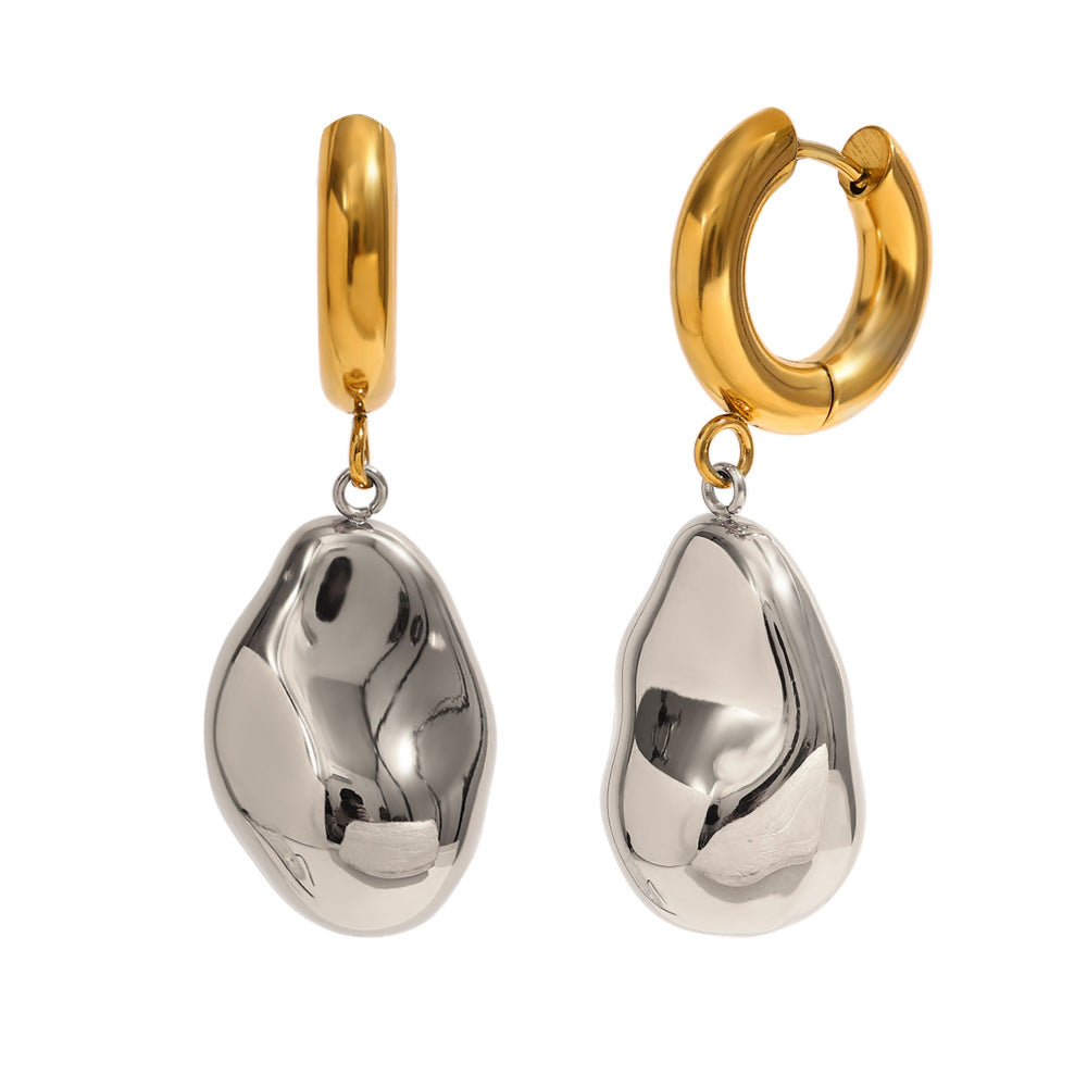 Orecchini da donna minimalisti geometrici a forma di arachide in acciaio inossidabile placcati oro 18K