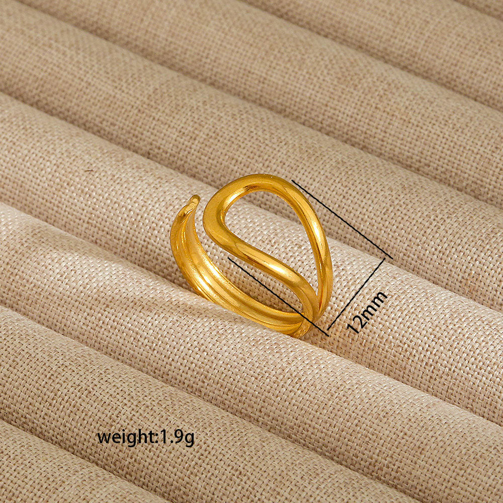 Anillo abierto irregular de acero inoxidable para mujer con baño de oro de 18K, diseños geométricos de corazón, estrella, letras y constelaciones