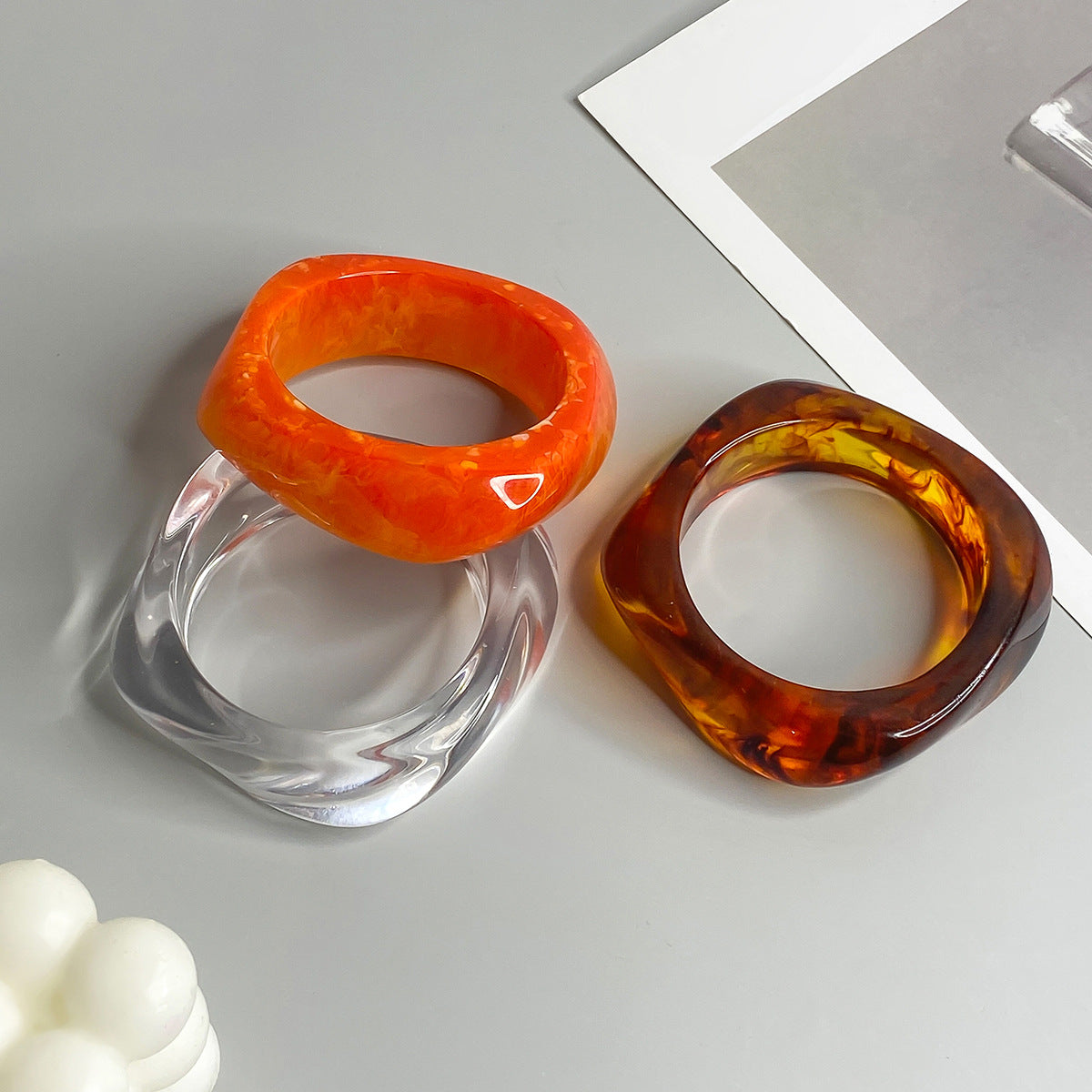 Vintage Geometric Marble Texture Acrylic Bracelet