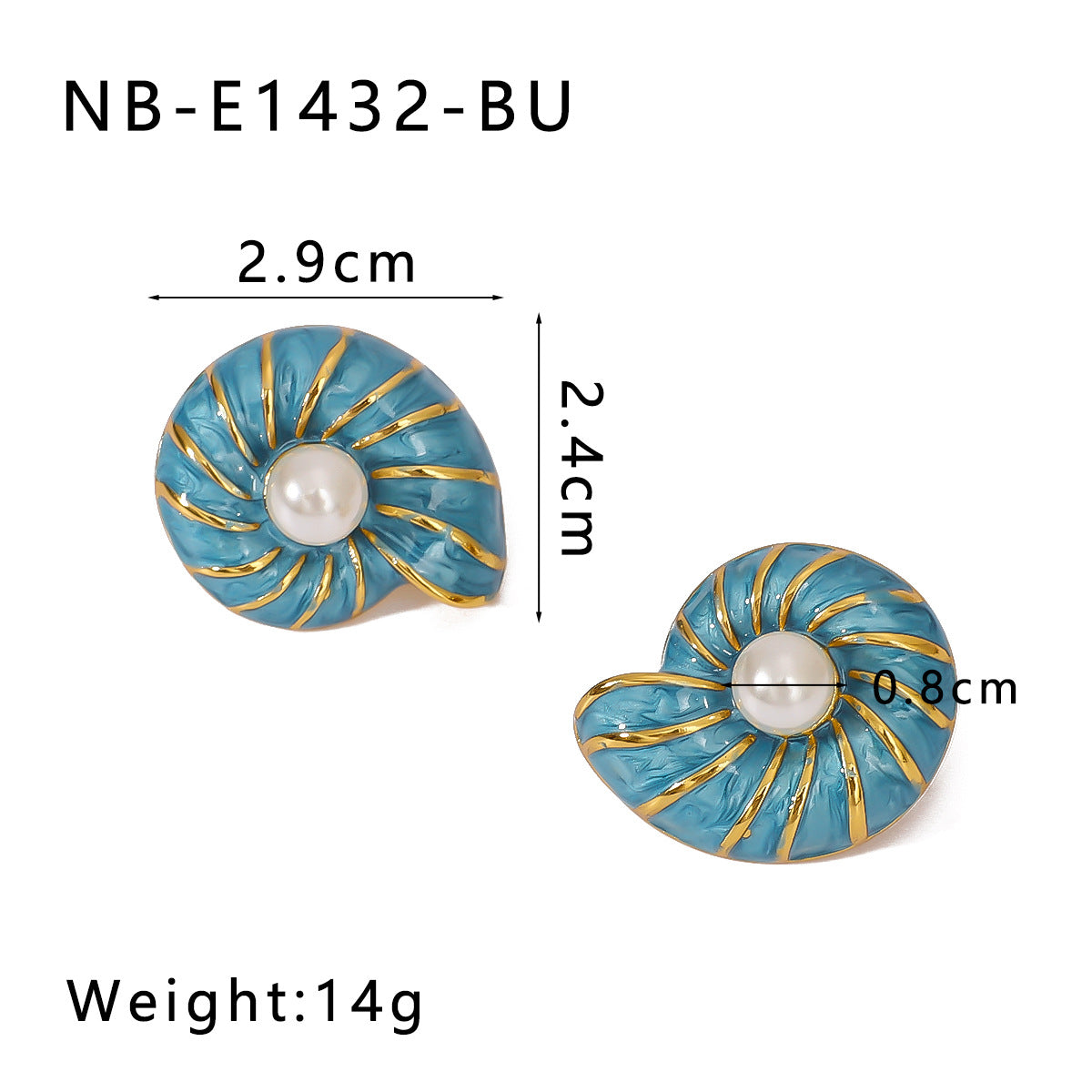 Vintage Seashell-Shaped Enamel-Dipped Stainless Steel Earrings for Women with Geometric Design and 18K Vacuum Plating