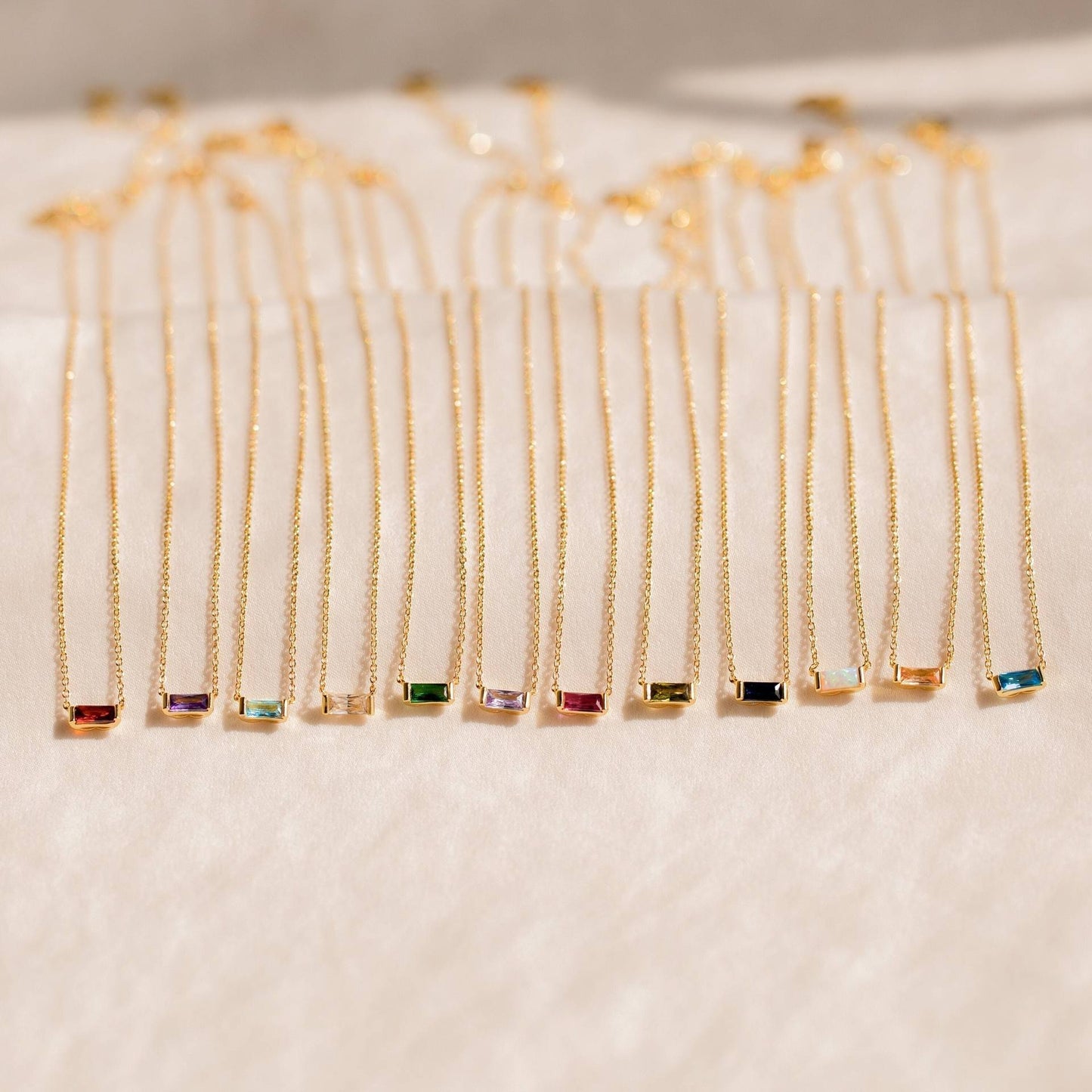 Fashionable Square Birthstone Pendant Necklace in Copper with Gold Plating and Zirconia for Women