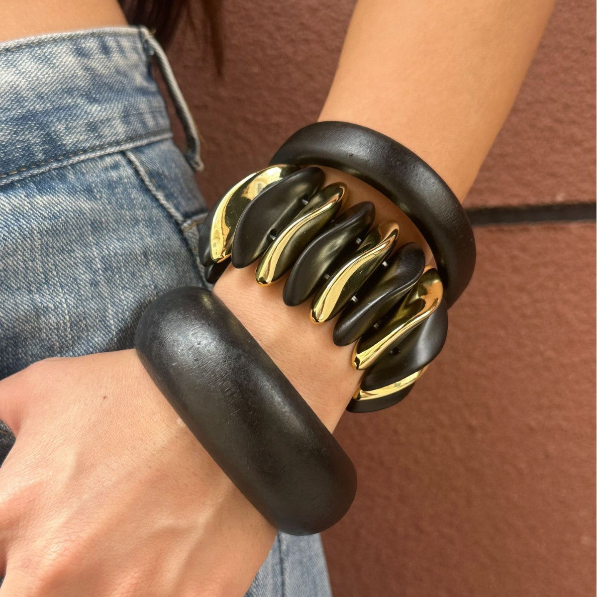 Vintage Oval Geometric Polished Acrylic Bracelet for Women