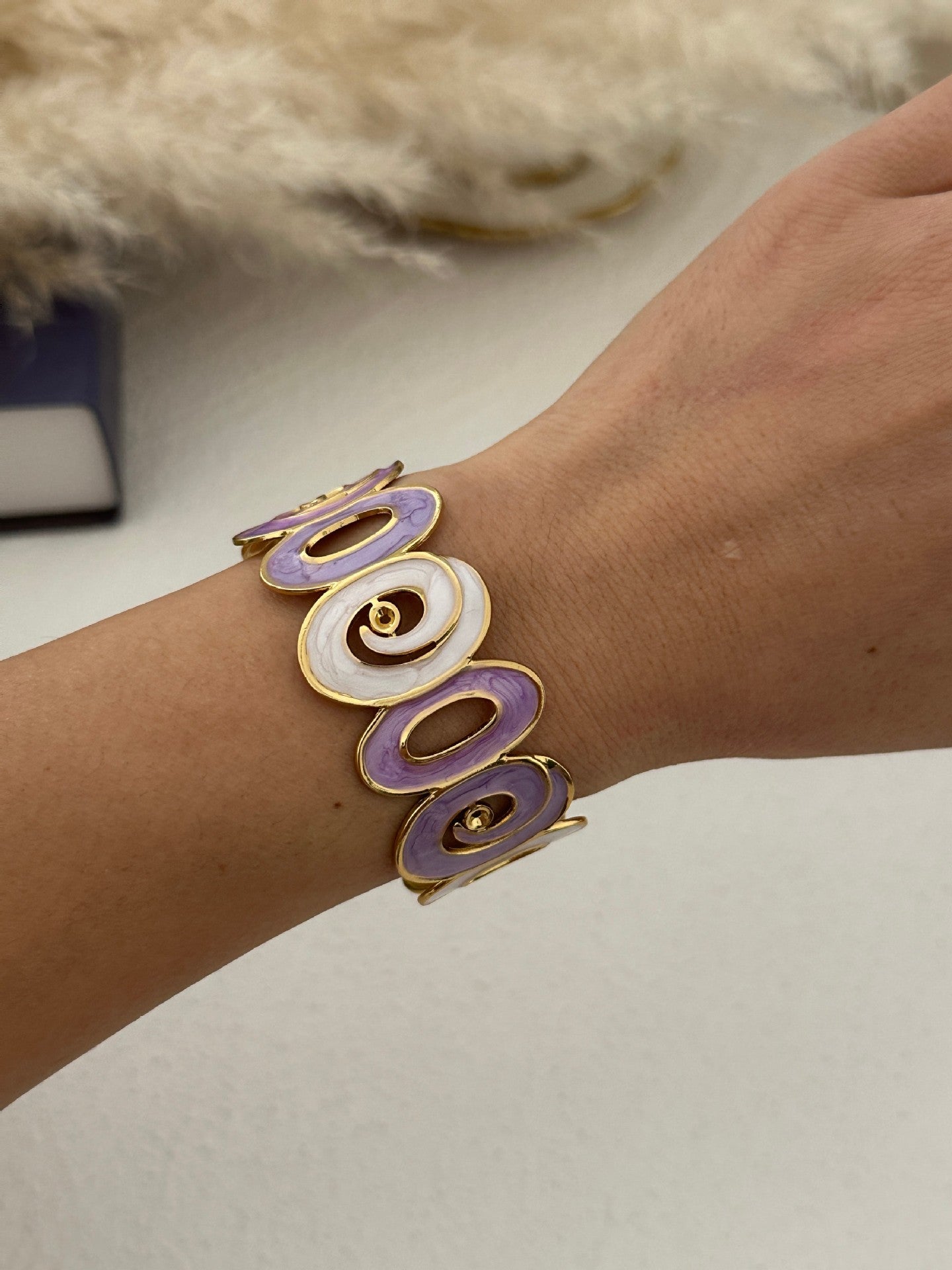 Unique Mermaid Stainless Steel Drip Oil Open Cuff Bracelet with Heart and Star Elements