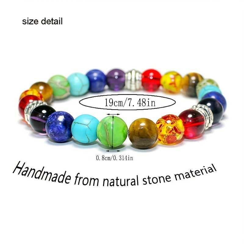 8mm Round Geometric Turquoise Beaded Bracelet Unisex Yoga Balance Hand Jewelry