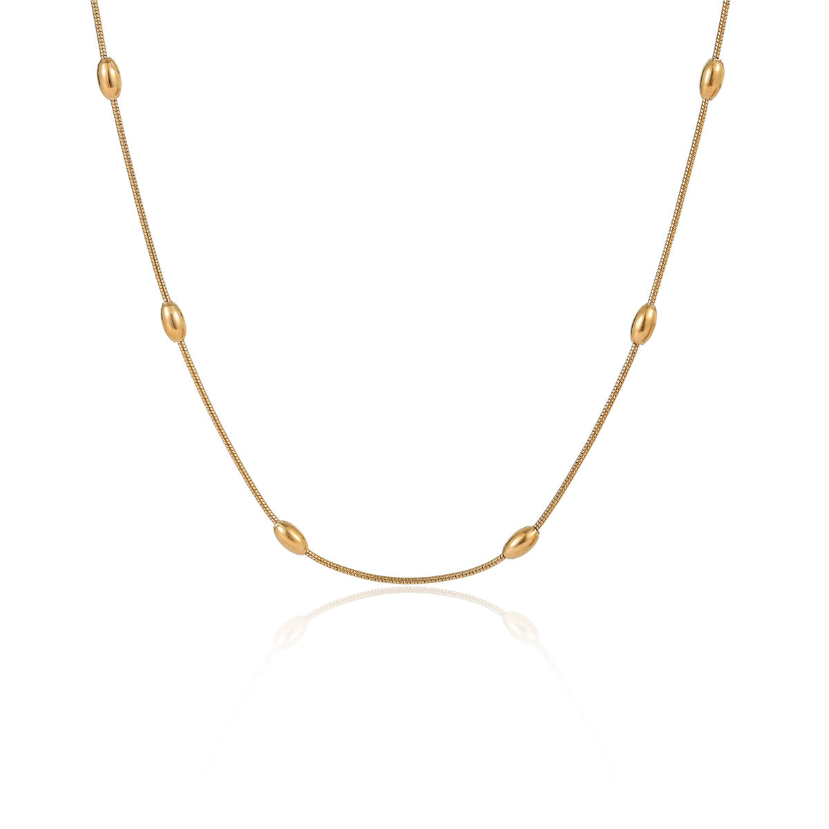 Collar Minimalista de Bola de Acero de Titanio Elegante para Mujer con Acabado Chapado
