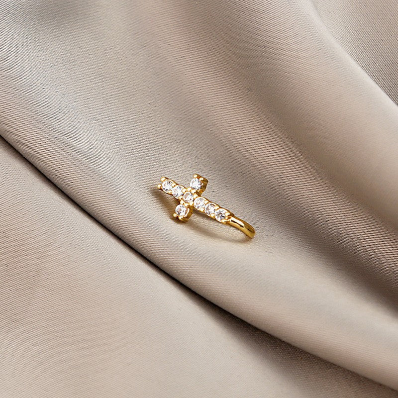 Minimalist Geometric U-Shaped Nose Clip Brass 18K Gold Plated Cubic Zirconia Adjustable Charm Bar