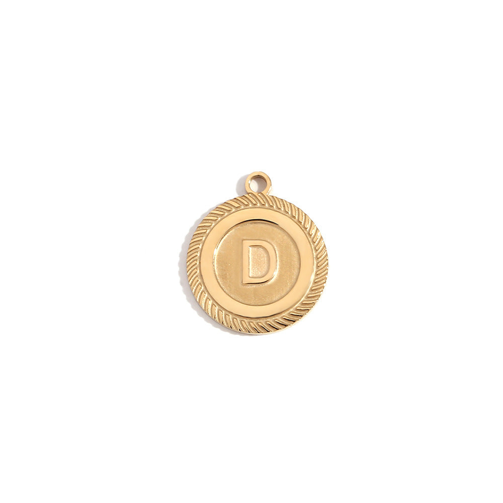 Vintage Fashion Minimalist Stainless Steel Plated 18K Gold Letter Pendant Necklace for Women