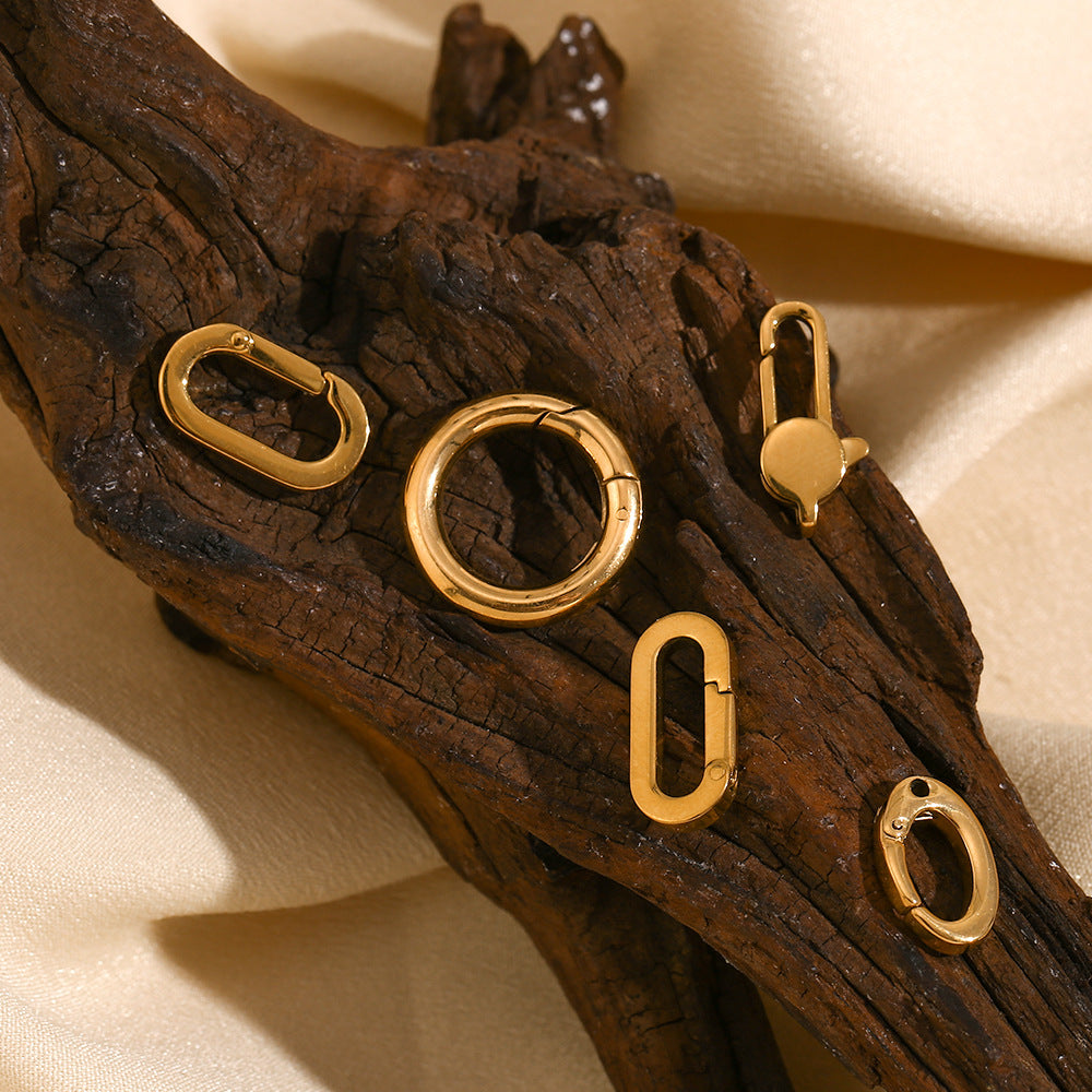 Ciondolo da Donna a Bottone Geometrico Minimalista in Acciaio Inossidabile con Placcatura in Oro 18K