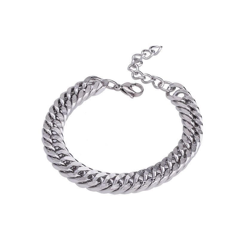 Bracciale da uomo minimalista in acciaio inossidabile con finitura lucida, accessorio unisex retrò alla moda hip hop