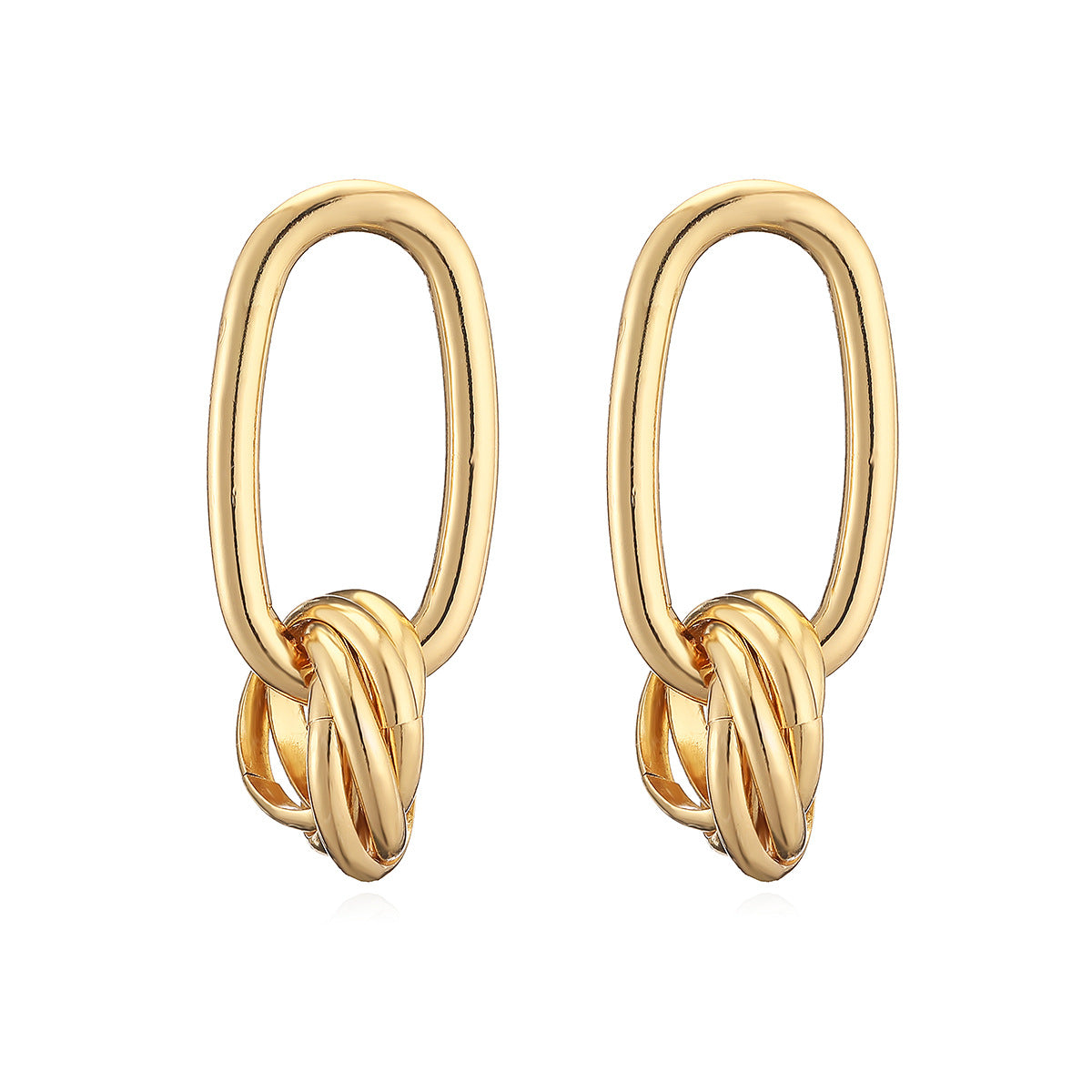 Minimalist Irregular Geometric Copper Earrings with Real Gold Plating for Women