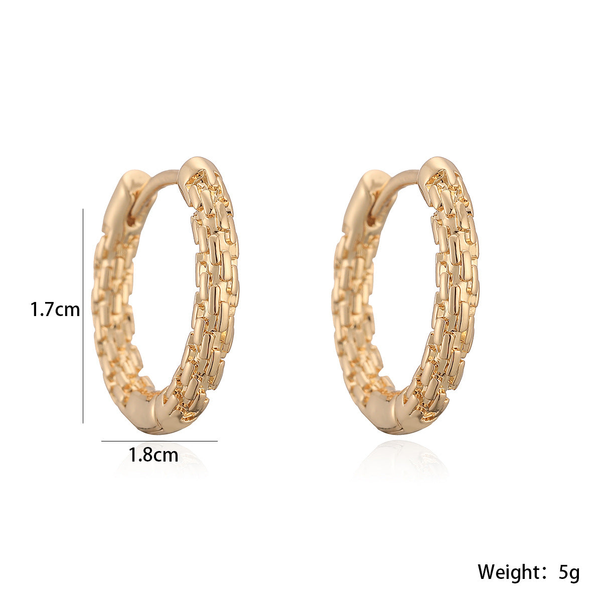 Vintage 18K Gold Plated Brass Geometric Hoop Earrings for Women