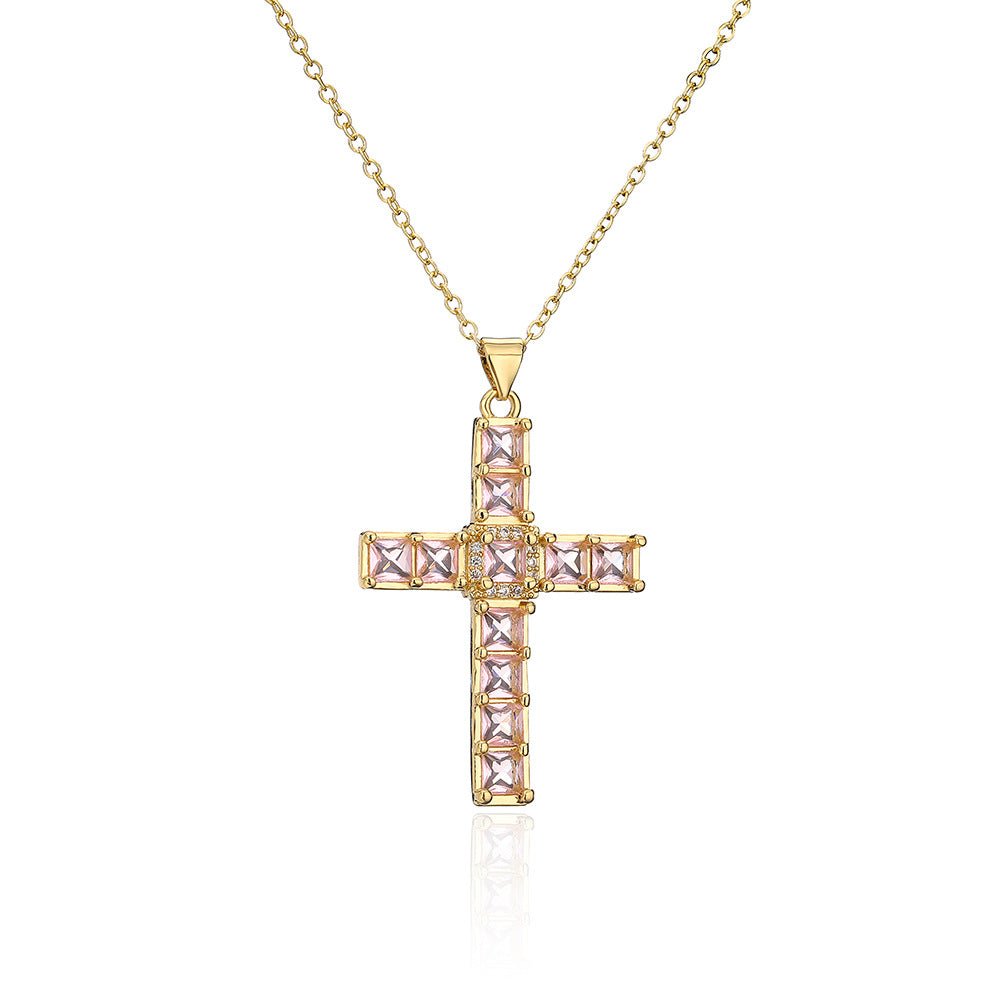 Minimalist Geometric Pendant Necklace for Women Copper Base with Real Gold Plating and Zircon Accent