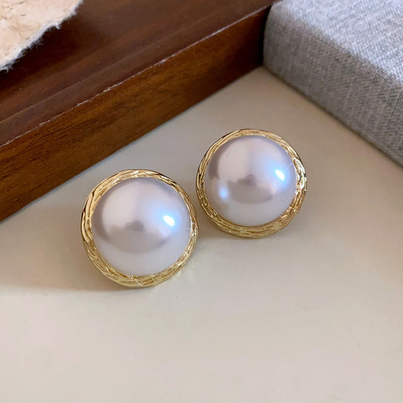 Vintage-Style Geometric Stud Earrings in Copper with Electroplated Finish for Women
