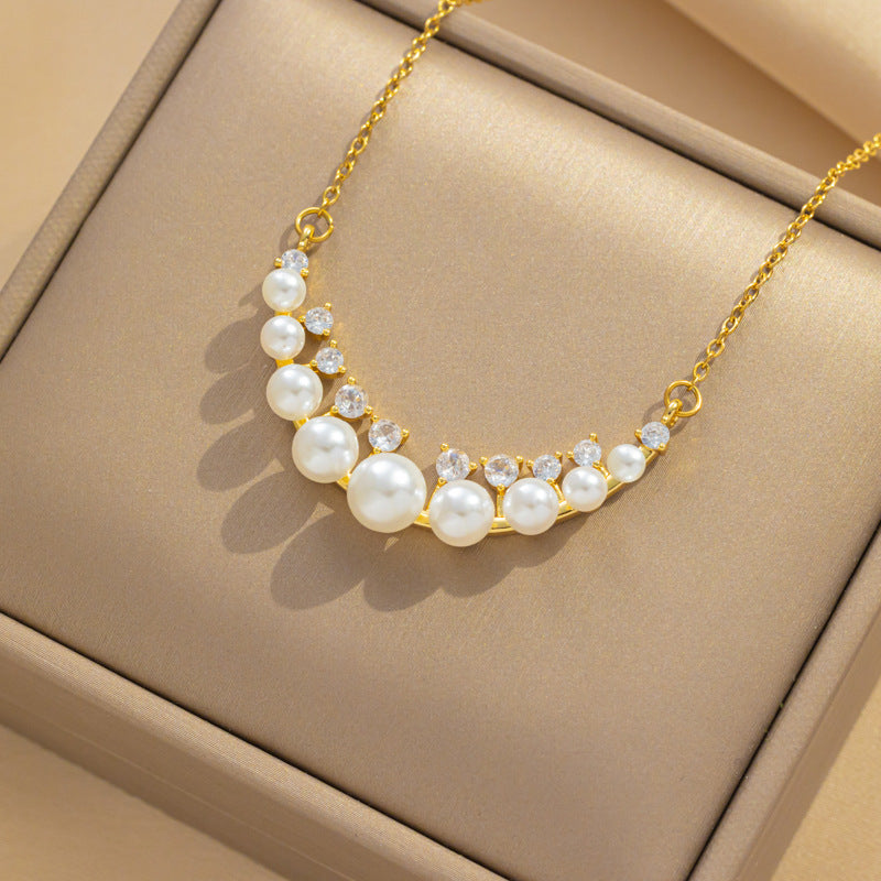 Collar con colgante minimalista de nudo de lazo de acero de titanio para mujer con cadena de serpiente chapada