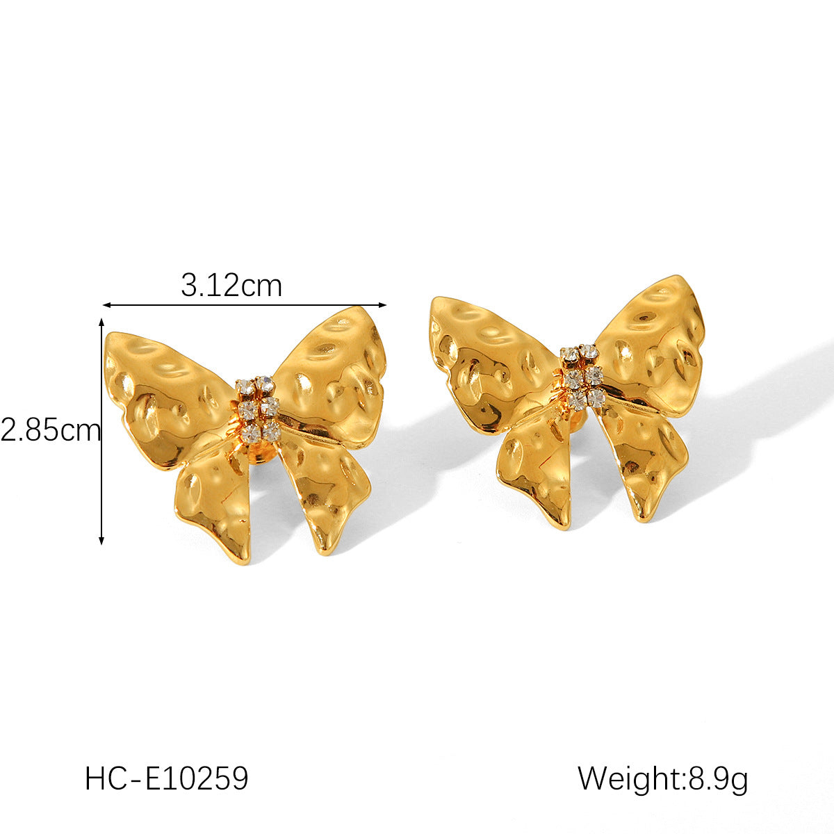 Orecchini a perno da donna in acciaio al titanio a forma di fiocco, ispirati alla moda francese, placcati in oro 18 carati e impreziositi da perle