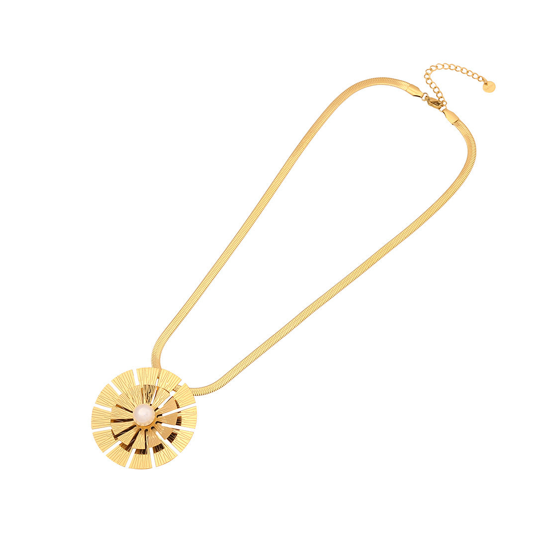 Geometric Round Pendant Necklace for Women in Stainless Steel with Plated Finish
