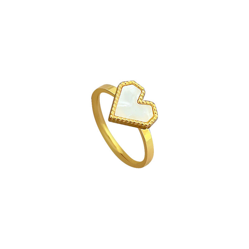Anillo Minimalista Pulido de Acero de Titanio con Forma de Corazón Unisex