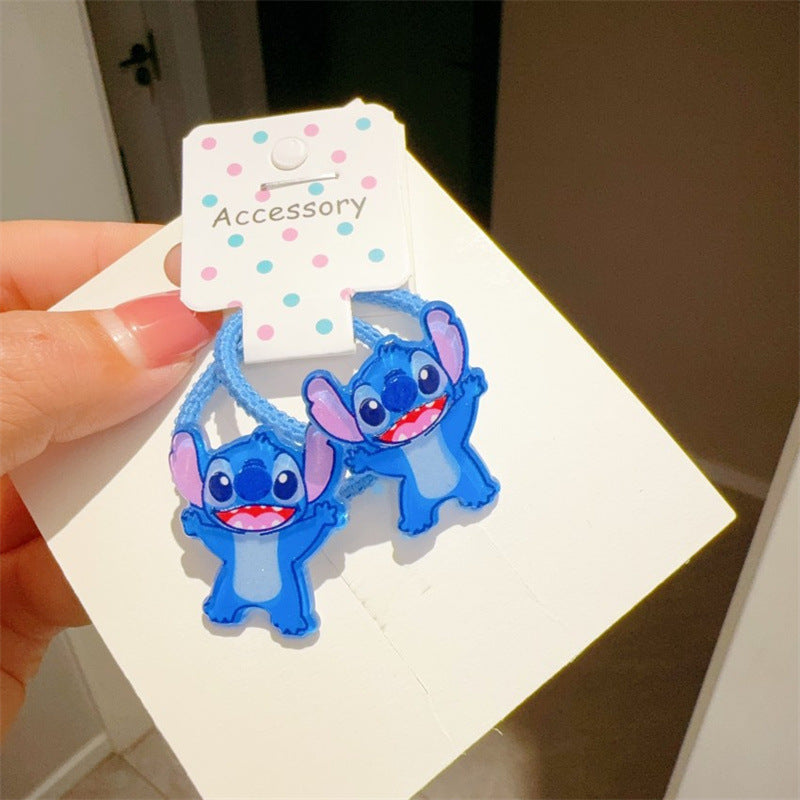 Cartoon Character Hair Tie for Kids with Knitted Fabric Construction in Pastel Macaron Color Palette Minimalist Style