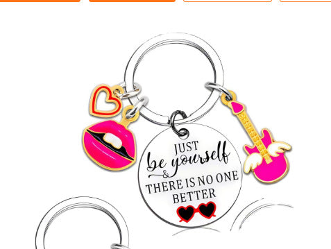 Minimalist Heart Shape Stainless Steel Keychain with Printed Pattern