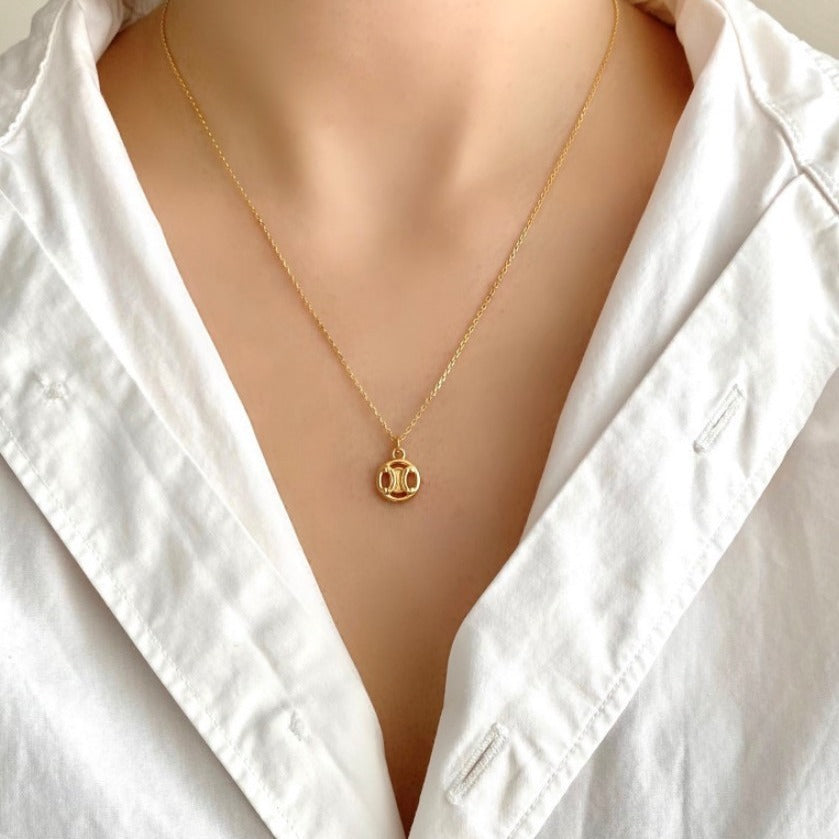 Minimalist Triumph Arch Pendant Necklace for Women in 925 Sterling Silver with Geometric Round Design