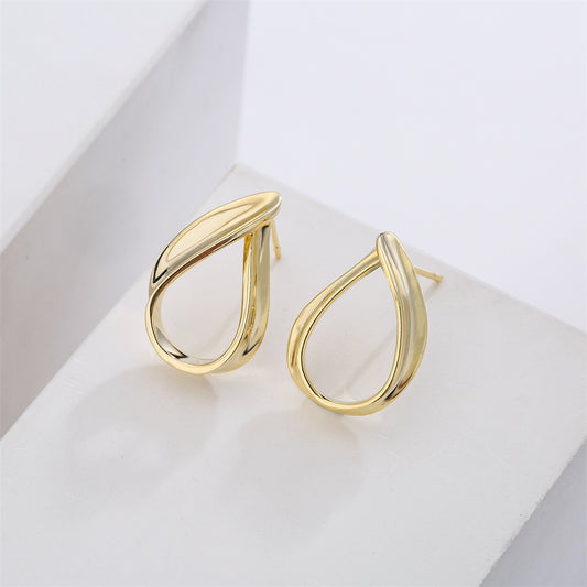 Aretes colgantes geométricos minimalistas de cobre con postes de plata de ley 925 para mujer
