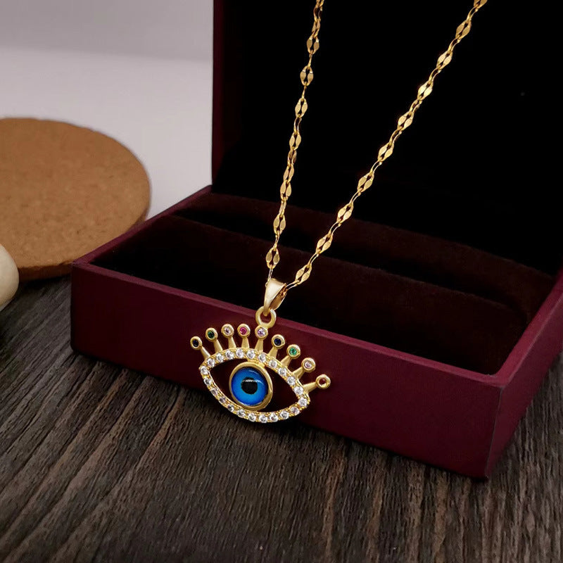 Collana con ciondolo floreale irregolare dal design originale per donna in acciaio al titanio con placcatura in oro, stile catena serpente