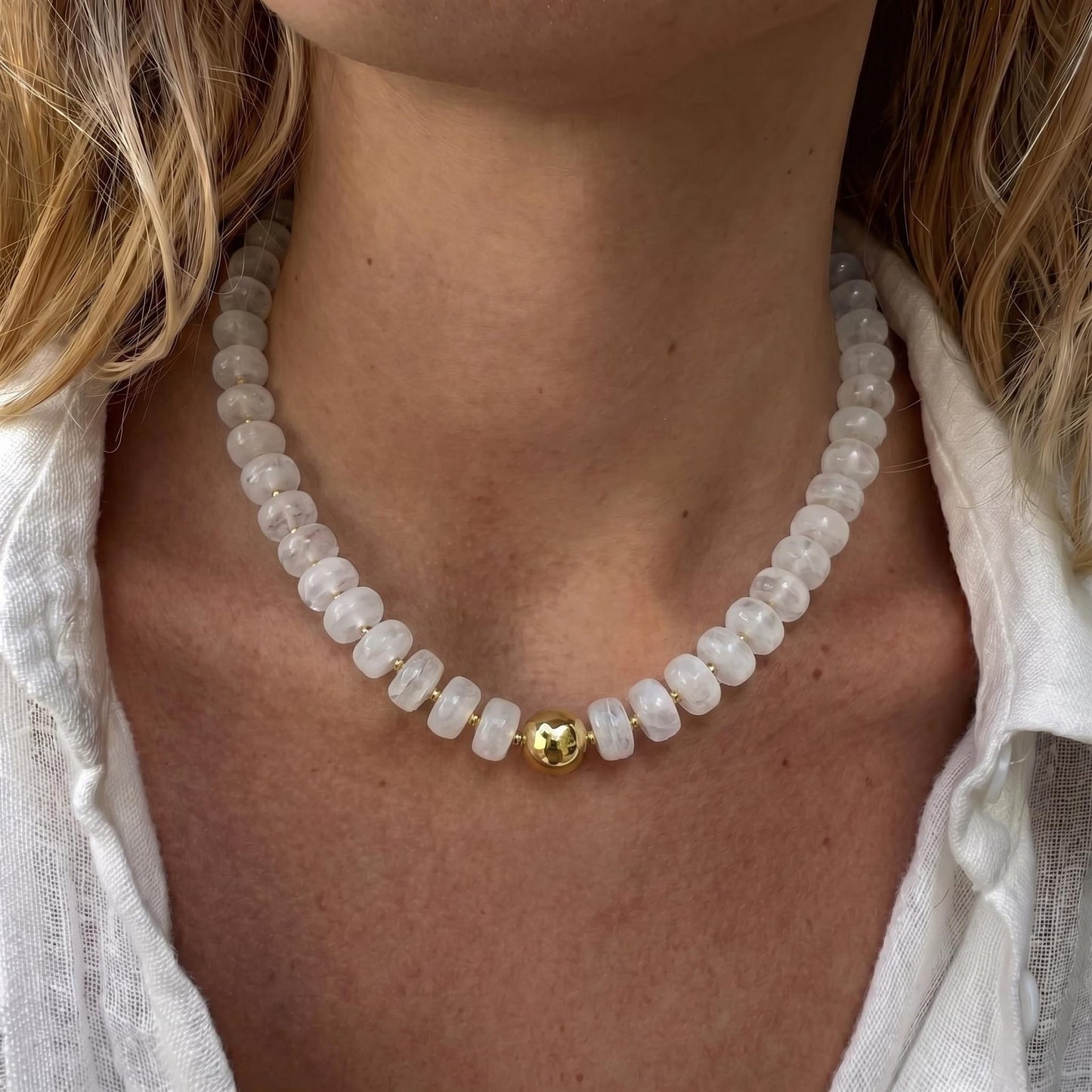 Casual Geometric Round Resin Acrylic Beaded Necklace for Women