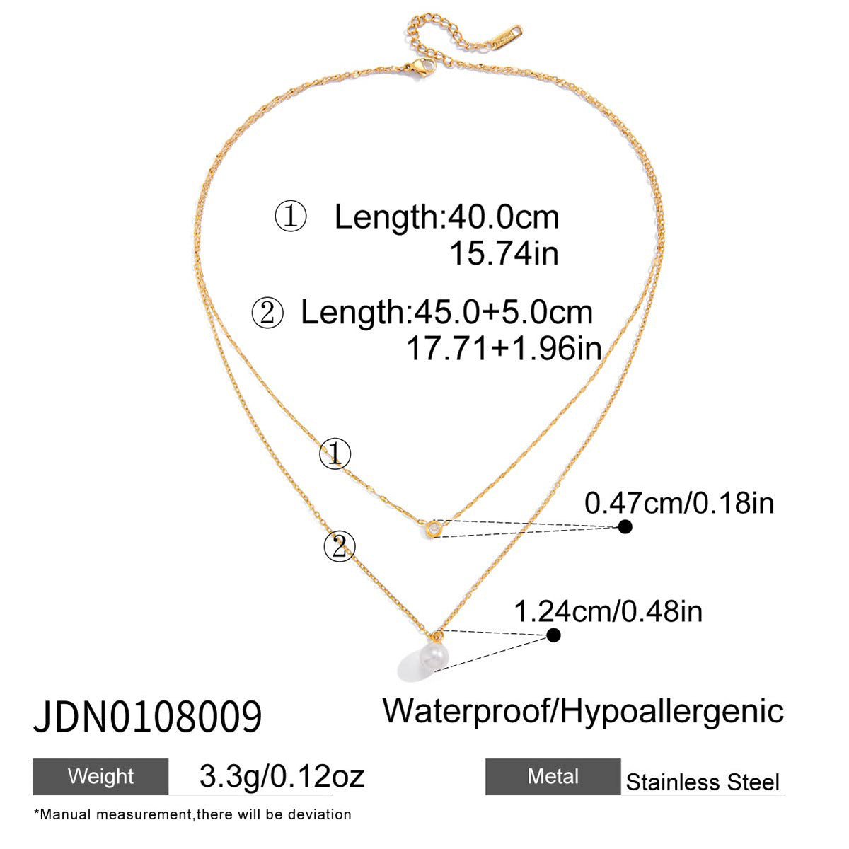 Collana con Pendente Geometrico Minimalista in Acciaio al Titanio con Accenti di Strass su Catena in Acciaio Inossidabile da Donna
