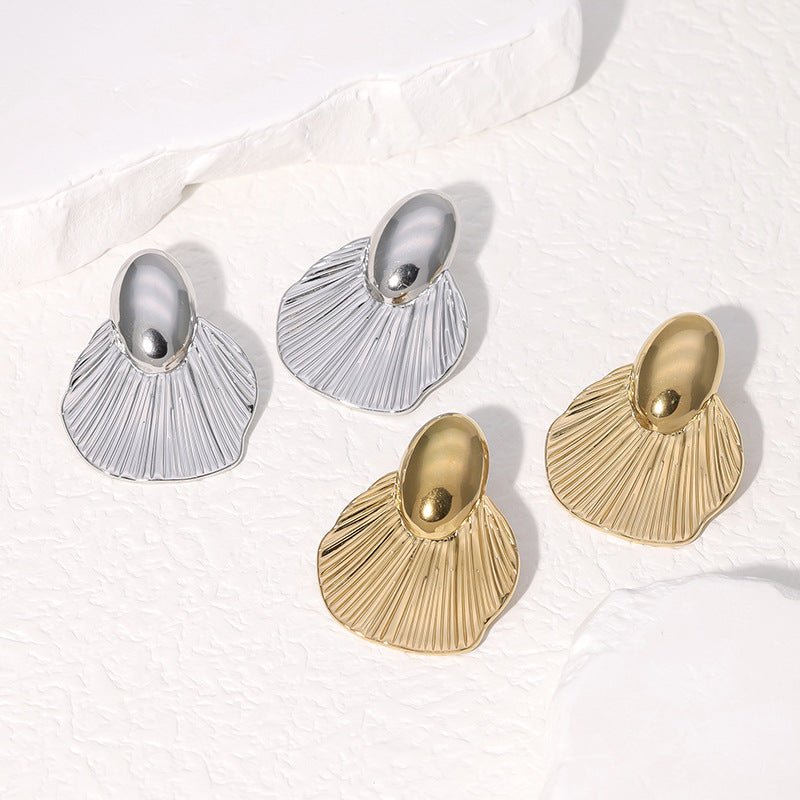 Minimalist Leaf Plated Stainless Steel Earrings for Women