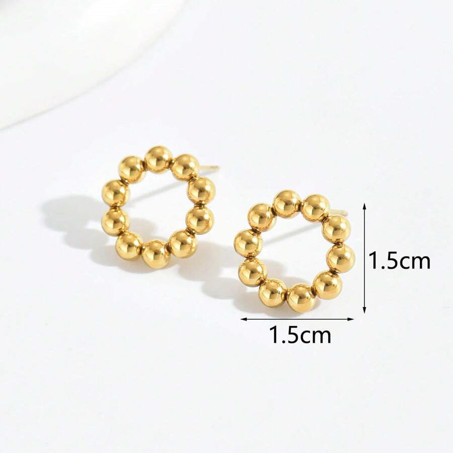 Pendientes de Tachuela Geométricos Minimalistas Dulces y Frescos para Mujer en Cobre con Baño de Oro de 18K