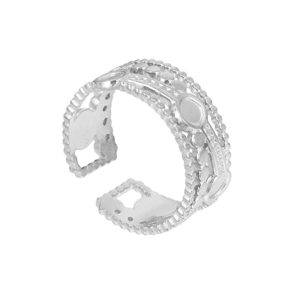 Minimalist Geometric Hollow Open Adjustable Titanium Steel Ring