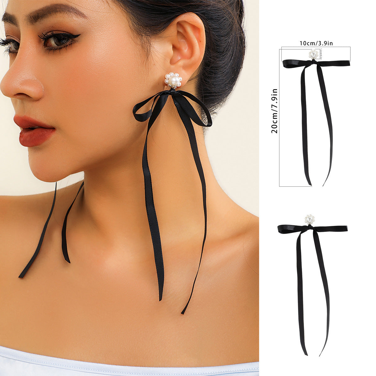 Aretes tipo broquel con borlas, lazos, perlas de imitación y flores de cristal estilo bohemio exagerado para mujer