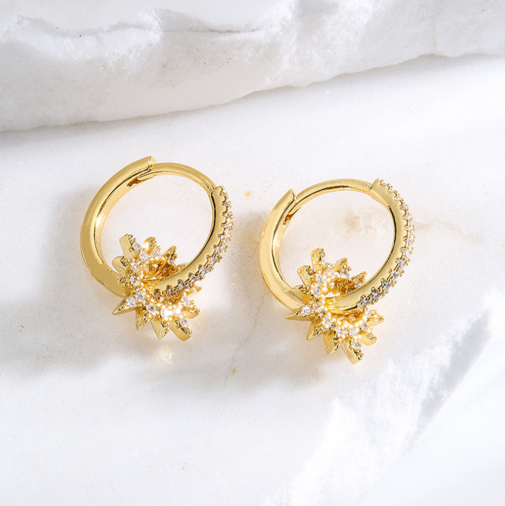 Orecchini a cerchio in rame stile geometrico con placcatura in oro 18K e finitura smaltata per donna