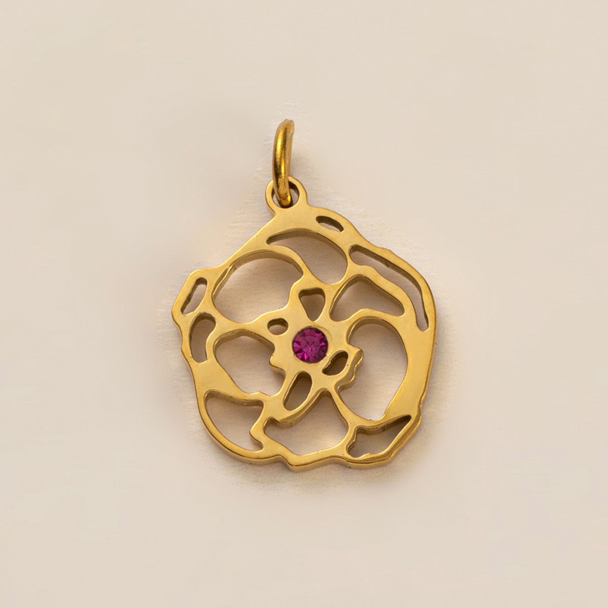 Square Floral Titanium Steel Plated Pendant with Cubic Zirconia Charm Bar for Women