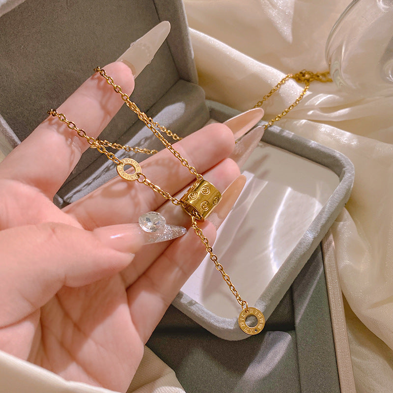 Luxury Elegant Gold Plated Titanium Steel Tassel Necklace