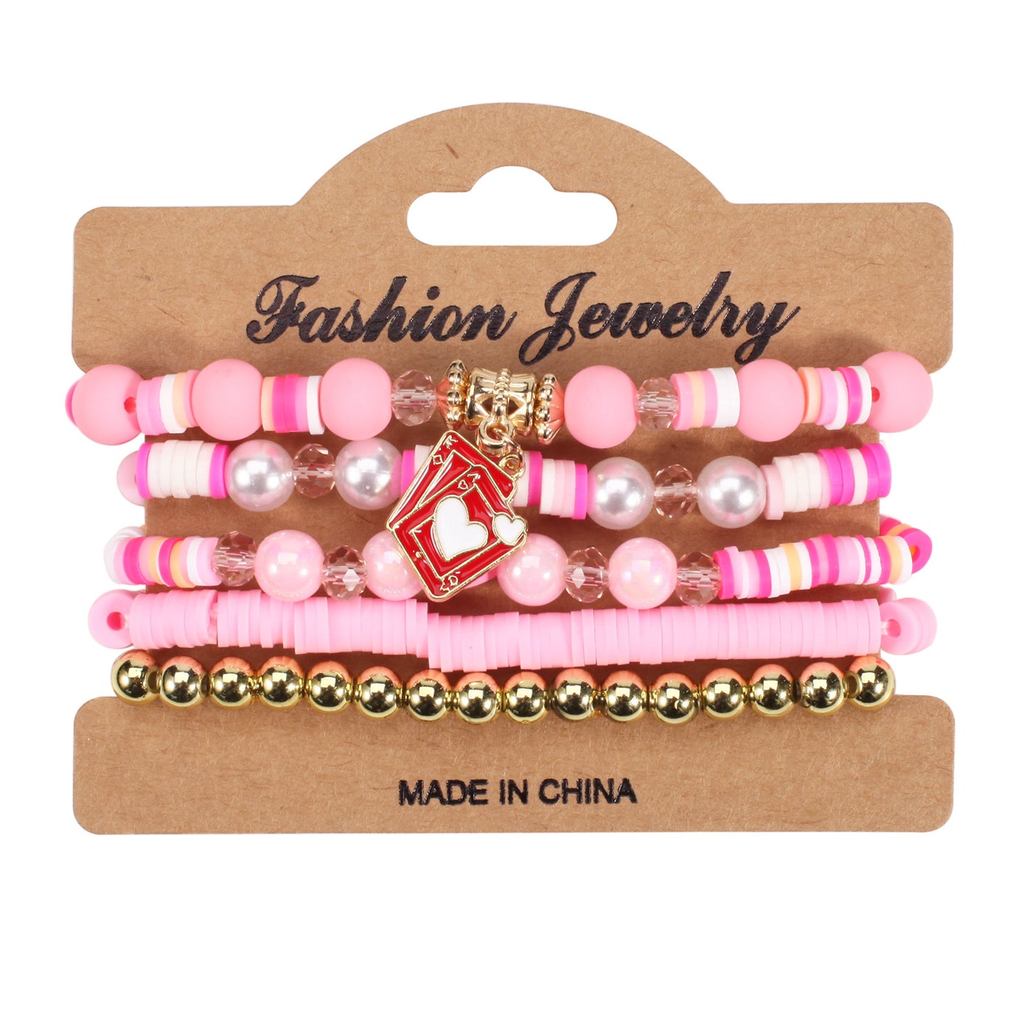Heart Shape Resin Crystal Floral Pattern Unisex Bracelet