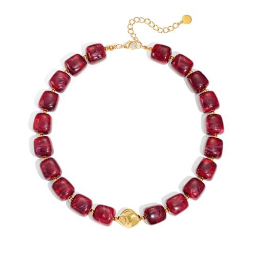 Casual Square Resin Polished Pendant Necklace for Women