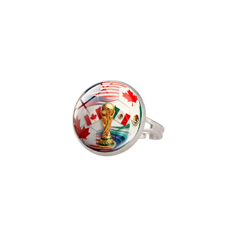 Vintage Sporty Geometric Alloy Plated Ring Unisex World Cup Trophy Pattern Jewelry