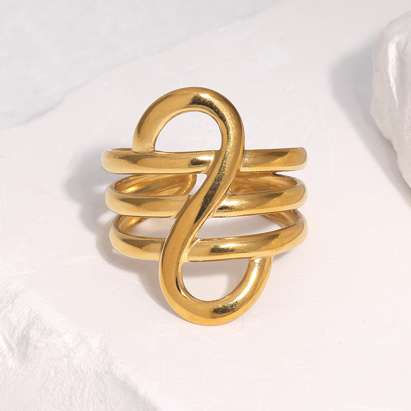 Minimalist Geometric Gold Plated Stainless Steel Open Ring for Women