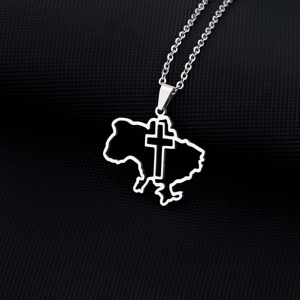 Collana con ciondolo geometrico etnico vintage da donna in acciaio inossidabile e titanio con finitura placcata, catena a O