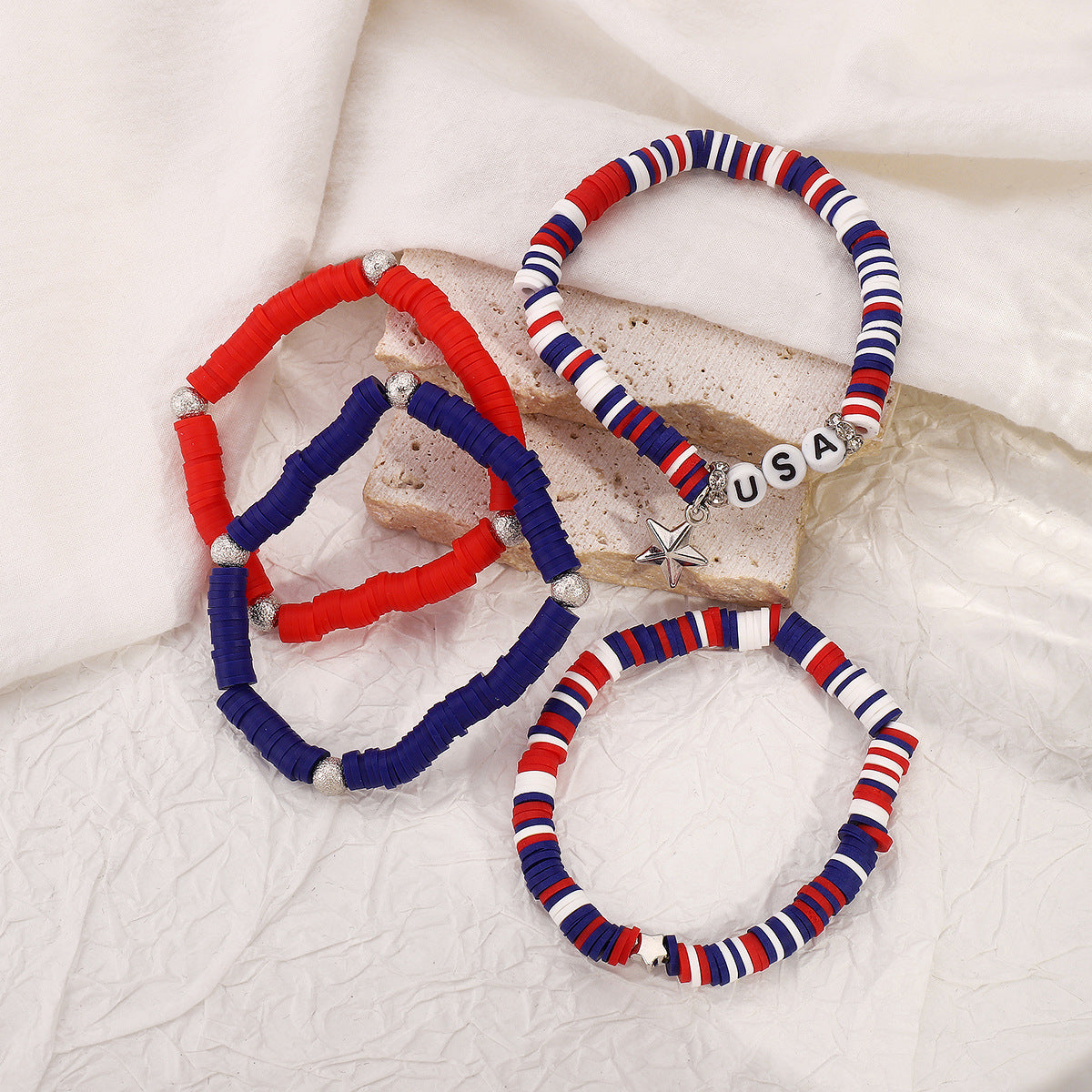 Handmade Polymer Clay Star and Letter Bracelet for Women with Geometric Design and Personalized Style